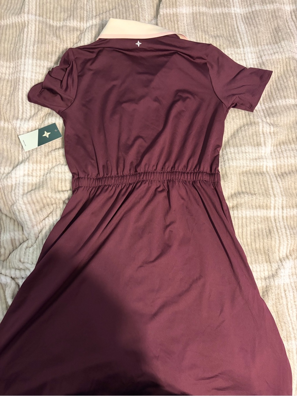 Tuckernuck Burgundy Mini Polo Dress with Cream Collar - Picture 5 of 6
